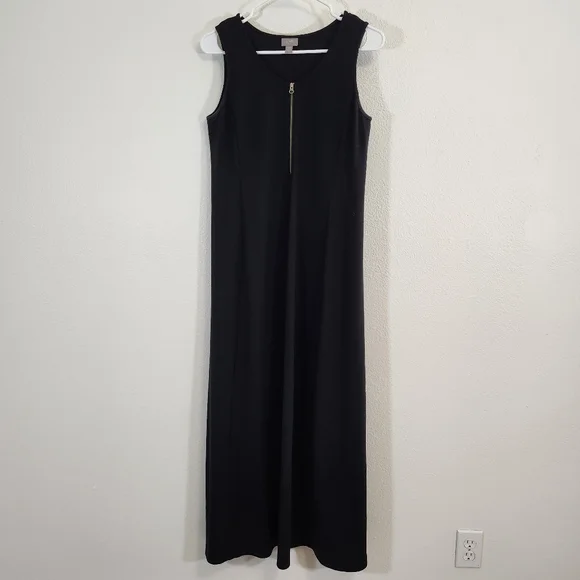 J. Jill | Dresses | J Jill Maxi Dress Womens Small Black Long Sleeveless  Zipper Front Stretch | Poshmark